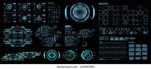 HUD futuristic virtual graphic touch user interface, target. HUD dashboard display