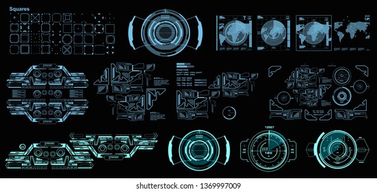 HUD futuristic virtual graphic touch user interface, target. HUD dashboard display