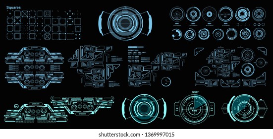 HUD futuristic virtual graphic touch user interface, target. HUD dashboard display