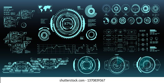 HUD Futuristic Virtual Graphic Touch User Interface, Target. HUD Dashboard Display