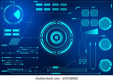 HUD Futuristic Visualization User Interface Vector Background. Blue Abstract Digital Technology Display System Design.