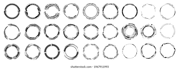 HUD futuristic white element. Set of Circle Abstract Digital Technology UI Futuristic. Abstract circle geometric shape. Design element. Explosion background. Flat design. Vector illustration