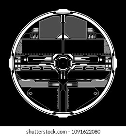 HUD Futuristic White Elements Data Communication Indicator Status In Circle Panel Vector. Abstract Future Scifi Information Report Object Illustration.