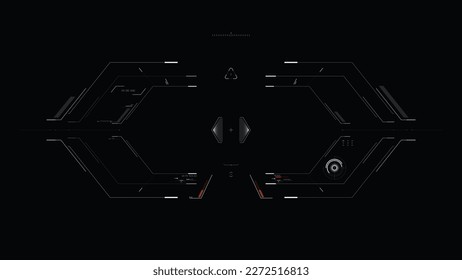 HUD for the game and movie 16:9 widescreen aspect ratio, Futuristic design elements. UI, UX graph bar and indicator elements. Sci-fi design. FUI collection. Military collimator sight. Vector HUD set.