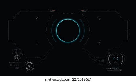HUD for the game and movie 16:9 widescreen aspect ratio, Futuristic design elements. UI, UX graph bar and indicator elements. Sci-fi design. FUI collection. Military collimator sight. Vector HUD set.