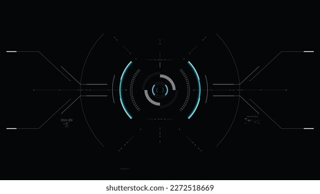 HUD for the game and movie 16:9 widescreen aspect ratio, Futuristic design elements. UI, UX graph bar and indicator elements. Sci-fi design. FUI collection. Military collimator sight. Vector HUD set.