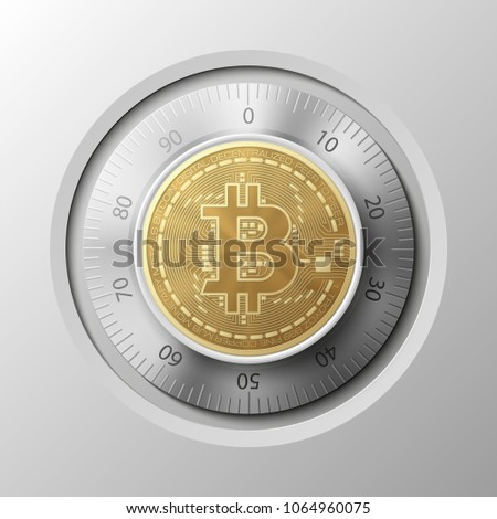 Hud Golden Bitcoin Armored Box Digital Stock Vector Royalty Free - 