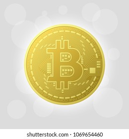 HUD Golden bitcoin. Digital currency money. 