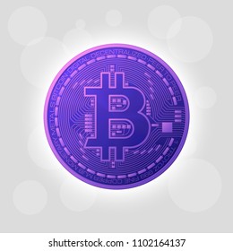HUD Golden bitcoin. Digital currency money. Technology bitcoin mining worldwide network concept. Web banner golden bitcoin background. Physical bit coin. Cryptocurrency technology gold coins money