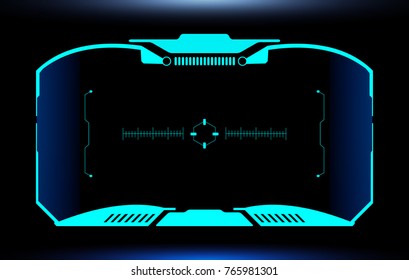 HUD Green Virtual Element Futuristic Screen Panel For Human User Interface Vector. Abstract Hi Tech Scifi Target Monitor Display Concept Illustration