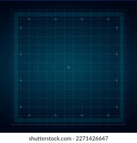 HUD Gitter für futuristische Schnittstelle, Vektorgrafik ui oder gui. High-Tech-Virtual-Screen-Display oder Digital-Dashboard mit Hologramm-Punkten, Linien und Quadrat-Muster, HUD-Radargitter für Weltraumspiele
