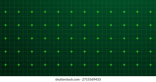 Fondo verde superpuesto de tecnología futurista de la rejilla de HUD. Cuadrícula cuadrada y textura de puntos . Ilustración vectorial	