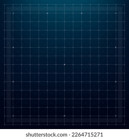 Cuadrícula HUD. Malla interactiva, pantalla de interfaz de alta tecnología futura o fondo vectorial del monitor de radar HUD. Panel digital de la IU de juego, panel de control con fondo de puntos con cuadrícula electrónica cuadrada