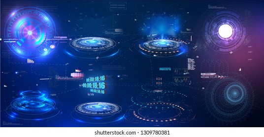 HUD GUI  futuristic element. Set of Circle Abstract Digital Technology UI Futuristic HUD Virtual Interface Elements Sci- Fi Modern User For Graphic Motion