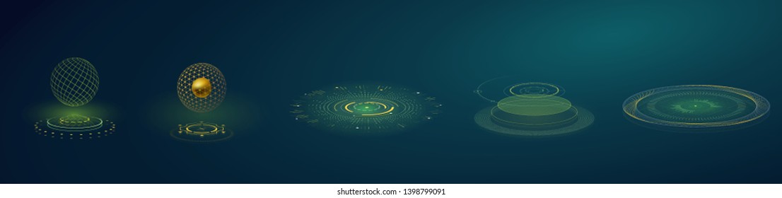 HUD GUI Futuristic Element. Set Of Circle Abstract Digital Technology UI Futuristic HUD Virtual Interface Elements Sci- Fi Modern User For Graphic Motion 