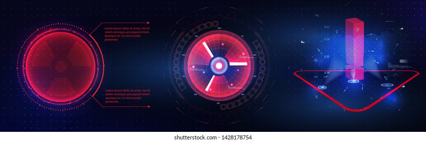 HUD GUI futuristic element. Set of Circle Abstract Digital Technology GUI Futuristic HUD Virtual Interface Elements Sci-Fi Modern User For Graphic Motion. Futuristic techno border design. Circle Frame