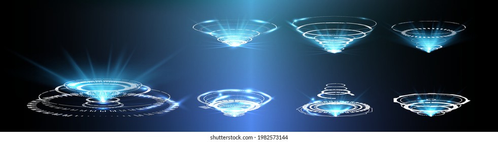 HUD, GUI futuristic portal, hologram. Abstract digital user interface technology. A set of futuristic circles virtual interface elements. Abstract technology communication design innovative background