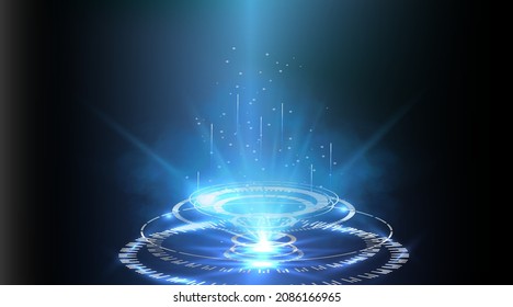 HUD, GUI futuristic portal, hologram. Abstract digital user interface technology. A set of futuristic circles virtual interface elements.  Art design hologram, portals, teleport template.