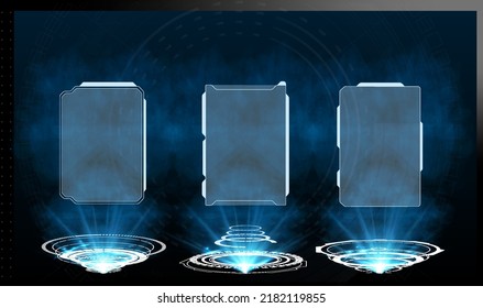 HUD, GUI futuristic portal, hologram. Abstract digital user interface technology. A set of futuristic circles virtual interface elements. Abstract technology communication design innovative background