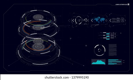 HUD GUI UI user interface Cyber technology futuristic for Virtual Reality Technology Screen design with graph bar circle percentage element vector illustration