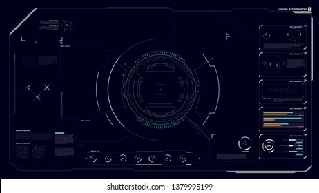 HUD GUI UI user interface Cyber technology futuristic for Virtual Reality Technology Screen design with graph bar circle percentage element vector illustration