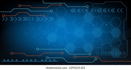 HUD hexágono y círculo Chip de computadora Vectores de tarjetas de circuitos electrónicos para el concepto de tecnología y finanzas y educación para el futuro