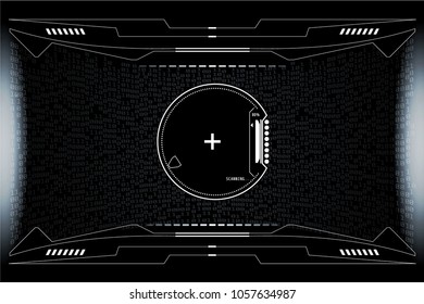 HUD Hi Tech Futuristic White Elements Security Code Protection User Screen Interface Concept Vector. Abstract Binary Digital Number Infographic Communication Design Concept Monitor Illustration.