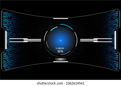 HUD Hi Tech Futuristic White Elements Security Code Protection User Screen Interface Concept Vector. Abstract Binary Digital Number Infographic Communication Design Concept Monitor Illustration.