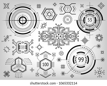 HUD infographic elements. Head-up display elements for the web and app. Futuristic user interface. Template UI for app and virtual reality. 