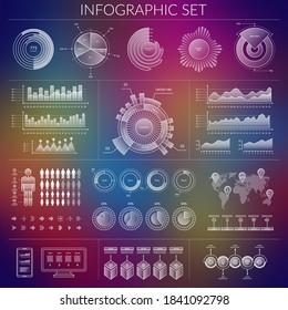 HUD infographics user interface set. UI vector design elements - charts, diagrams, graphs. Can be used for mobile applications, games, web design, virtual dashboard design.