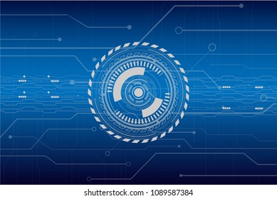 hud interface with circuit line on blue background vector illustration
