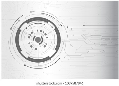 hud interface com linha de circuito em fundo cinza vetor ilustração
