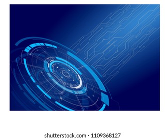 hud interface with circuit line on blue background vector illustration
