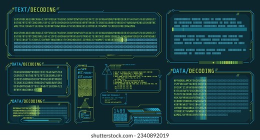 HUD interface elements for decoding data screen.