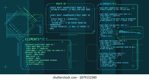 HUD interface elements with part of the code C.