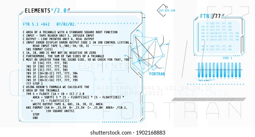 HUD interface elements with part of the code Fortran.