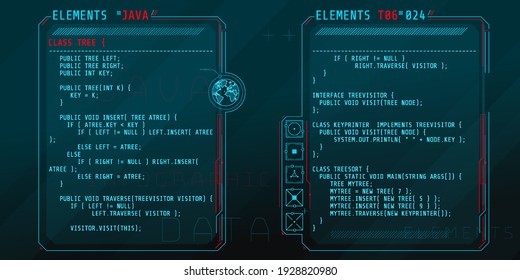 HUD interface elements with part of the code Java.