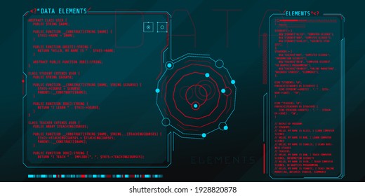 HUD interface elements with part of the PHP code.
