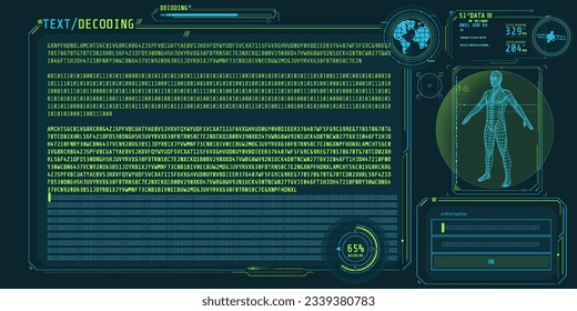 HUD Interface futuristisches Design mit Text Decodier Bildschirm.