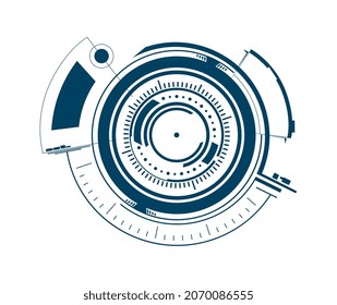 Composición de radar de interfaz hud con imagen monocroma de la interfaz de usuario en la ilustración vectorial de fondo blanco