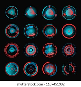 HUD interface radial diagram template set. Vector ui design visualization element