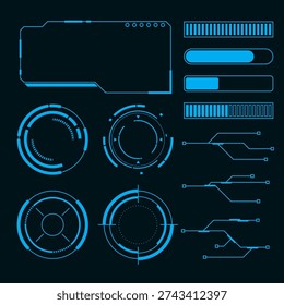 HUD interface screen futuristic digital contol panel design element blue frame technology