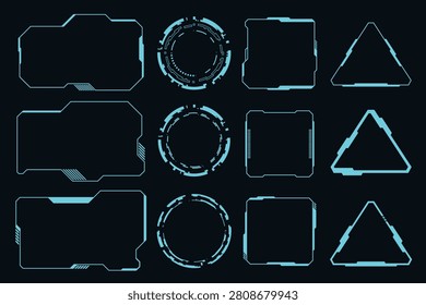 HUD interface screen futuristic digital contol panel blue frame technology