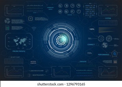 hud interface or technology graphic display on blue background vector illustration