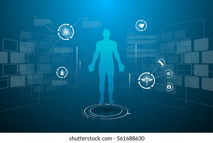 hud interface virtual hologram future system health care innovation concept background