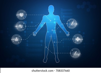 hud interface virtual hologram future system health care innovation concept background