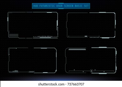 HUD Light Gray Virtual Element Futuristic Screen Panel For Human User Interface Vector. Abstract Hi Tech Scifi Space Monitor Display Concept Illustration