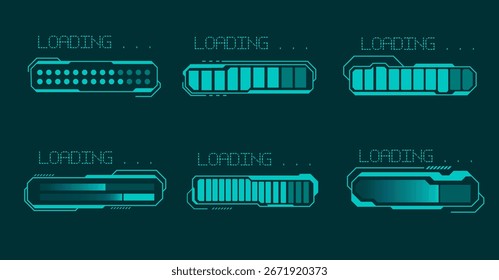 HUD Loading Bar Elements Pack with Futuristic Sci-Fi Progress Vector