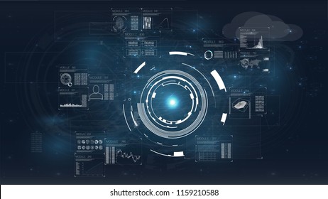 Hud. Modern design infographic template. Modern flat screen computer monitor. Web element set. Information sign symbol, info icon isolated. Hud ui app.