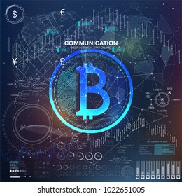 HUD Money.  UI UX for trading business app. Abstract futuristic Infographic elements. Virtual space. Future touch interface. Hud exchange trading tools. Set elements for web or motion desig